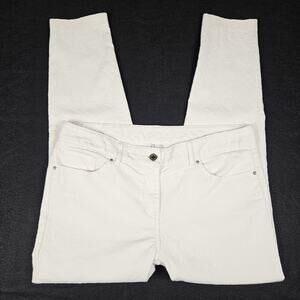 Cache Textured Stretch Jeans Cropped White Skinny Summer Capri Vacation Womens 8